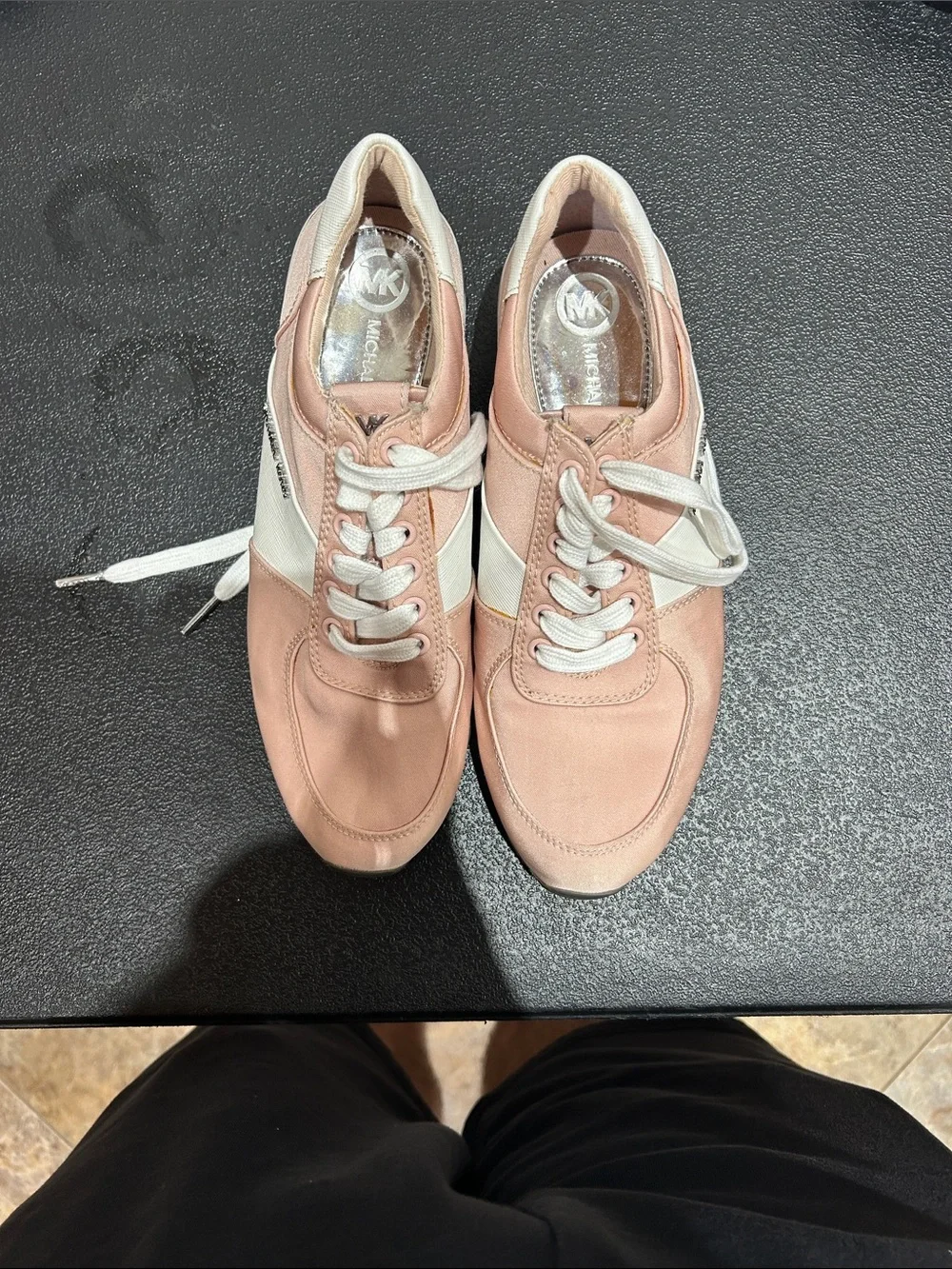 Michael Kors Pink and White Women's Sneakers with Lace-Up Design